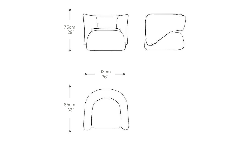 Image of the main dimensions of the product